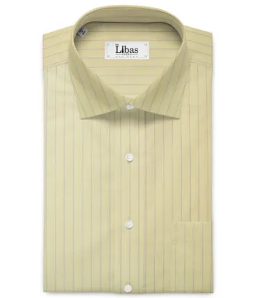 Mafatlal Men's Poly Cotton Striped 2.25 Meter Unstitched Shirting Fabric (Yellow)