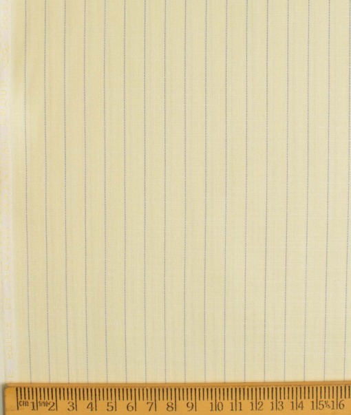 Mafatlal Men's Poly Cotton Striped 2.25 Meter Unstitched Shirting Fabric (Yellow)