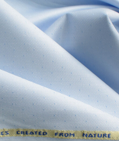 Nemesis Men's Bamboo Wrinkle Resistant Cotton Self Design 2.25 Meter Unstitched Shirting Fabric (Sky Blue)