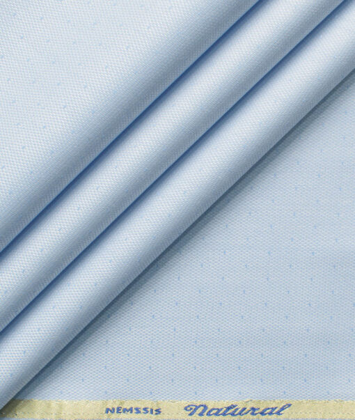 Nemesis Men's Bamboo Wrinkle Resistant Cotton Self Design 2.25 Meter Unstitched Shirting Fabric (Sky Blue)