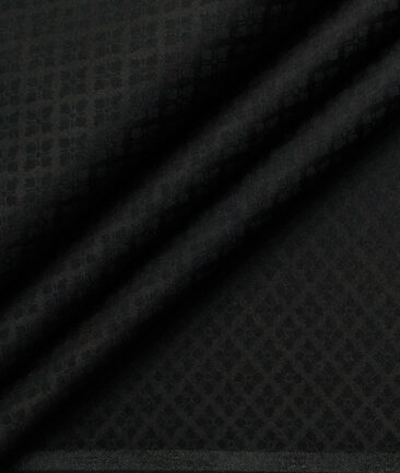 Nemesis Men's Bamboo Wrinkle Resistant Cotton Self Design 2.25 Meter Unstitched Shirting Fabric (Black)