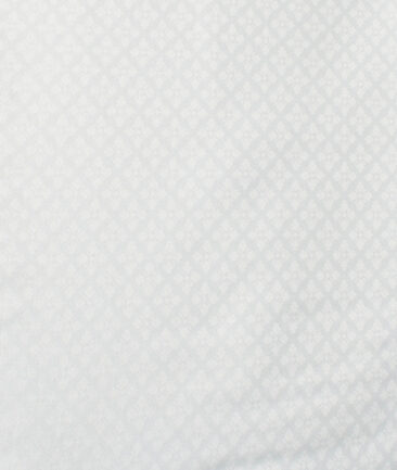 Nemesis Men's Bamboo Wrinkle Resistant Cotton Self Design 2.25 Meter Unstitched Shirting Fabric (White)