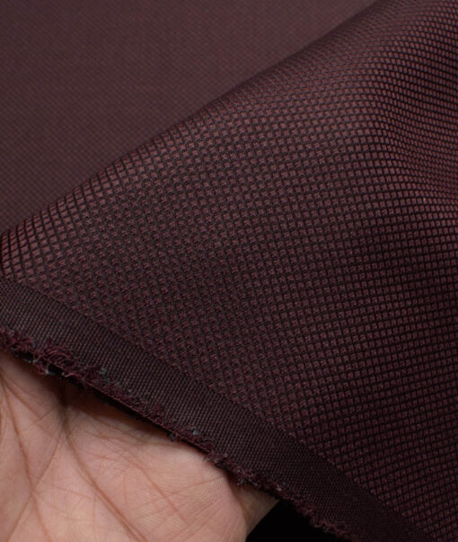 Absoluto Men's Terry Rayon  Structured  Unstitched Suiting Fabric (Dark Wine)