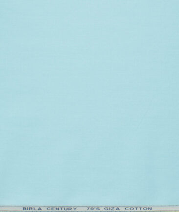 Birla Century Men's 70's Giza Cotton Solids  Unstitched Shirting Fabric (Arctic Blue)