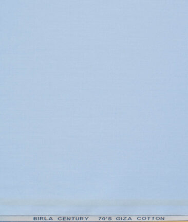Birla Century Men's 70's Giza Cotton Solids  Unstitched Shirting Fabric (Sky Blue)