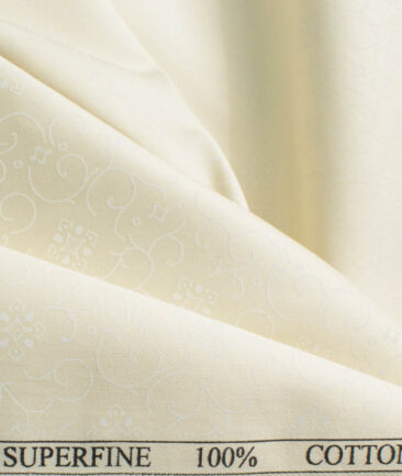 Canetti by Cadini Italy Men's Premium Cotton Printed  Unstitched Shirting Fabric (Cream)