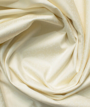 Canetti by Cadini Italy Men's Premium Cotton Printed  Unstitched Shirting Fabric (Cream)