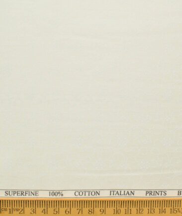 Canetti by Cadini Italy Men's Premium Cotton Printed  Unstitched Shirting Fabric (Cream)