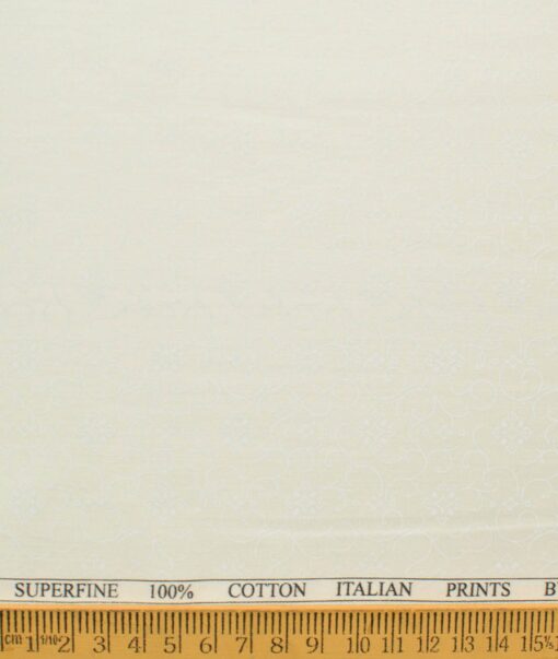 Canetti by Cadini Italy Men's Premium Cotton Printed  Unstitched Shirting Fabric (Cream)