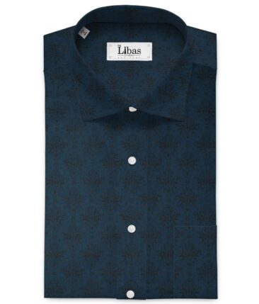 Canetti by Cadini Italy Men's Premium Cotton Printed  Unstitched Shirting Fabric (Nile Blue)