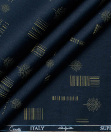 Canetti by Cadini Italy Men's Premium Cotton Printed  Unstitched Shirting Fabric (Dark Royal Blue)
