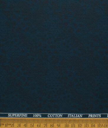 Canetti by Cadini Italy Men's Premium Cotton Printed  Unstitched Shirting Fabric (Dark Ocean Blue)