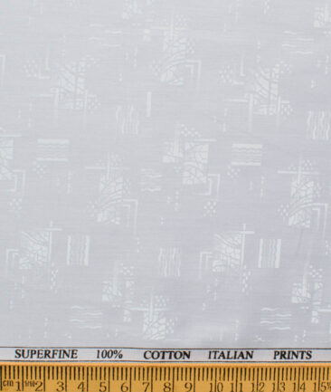 Canetti by Cadini Italy Men's Premium Cotton Printed  Unstitched Shirting Fabric (Light Grey)