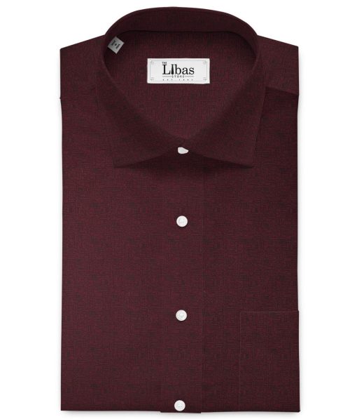 Canetti by Cadini Italy Men's Premium Cotton Printed  Unstitched Shirting Fabric (Maroon Red)
