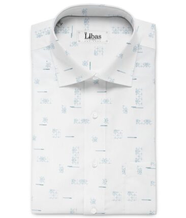Canetti by Cadini Italy Men's Premium Cotton Printed  Unstitched Shirting Fabric (White)