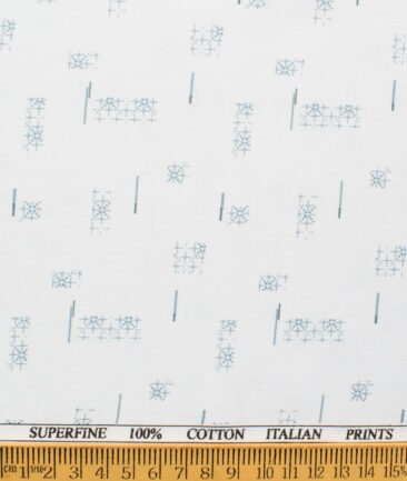 Canetti by Cadini Italy Men's Premium Cotton Printed  Unstitched Shirting Fabric (White)
