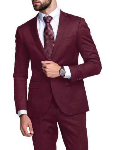 Canetti by Cadini Italy Men's Terry Rayon  Solids  Unstitched Suiting Fabric (Jam Red)