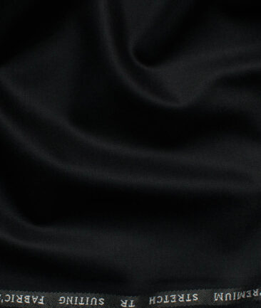 Canetti by Cadini Italy Men's Terry Rayon  Solids  Unstitched Suiting Fabric (Jet Black)