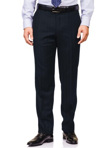 Canetti by Cadini Italy Men's Terry Rayon  Striped  Unstitched Suiting Fabric (Dark Blue)
