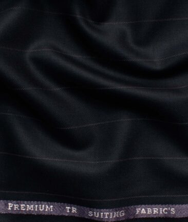 Canetti by Cadini Italy Men's Terry Rayon  Striped  Unstitched Suiting Fabric (Dark Blue)