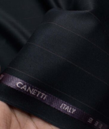 Canetti by Cadini Italy Men's Terry Rayon  Striped  Unstitched Suiting Fabric (Dark Blue)
