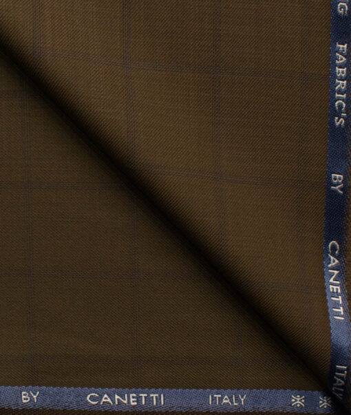 Canetti by Cadini Italy Men's Terry Rayon  Checks  Unstitched Suiting Fabric (Sepia Brown)