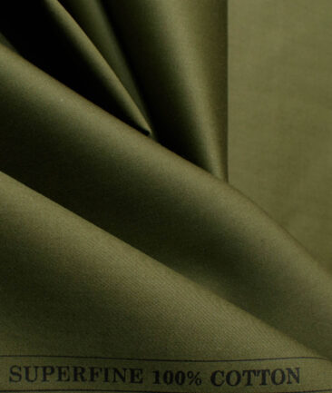 Donear Men's Superfine Cotton Solids  Unstitched Shirting Fabric (Moss Green)