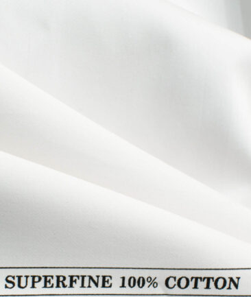 Donear Men's Superfine Cotton Solids  Unstitched Shirting Fabric (White)
