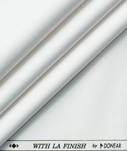 Donear Men's Superfine Cotton Solids  Unstitched Shirting Fabric (White)
