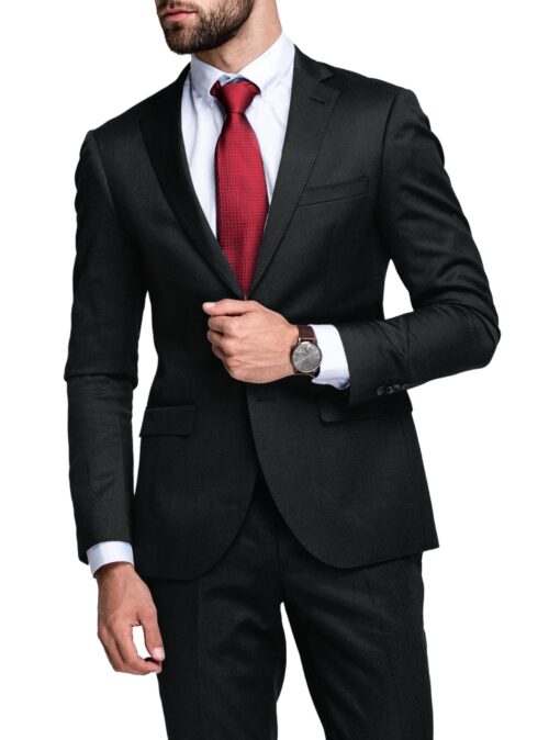 Italian Channel Men's Terry Rayon  Self Design  Unstitched Suiting Fabric (Jet Black)