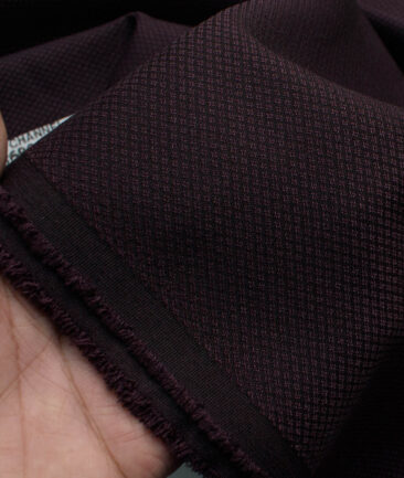 Italian Channel Men's Terry Rayon  Structured  Unstitched Suiting Fabric (Dark Wine)