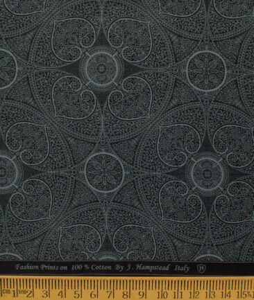 J.Hampstead Men's Premium Cotton Printed  Unstitched Shirting Fabric (Black)