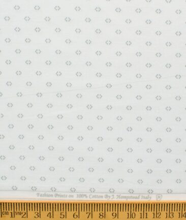 J.Hampstead Men's Premium Cotton Printed  Unstitched Shirting Fabric (White)
