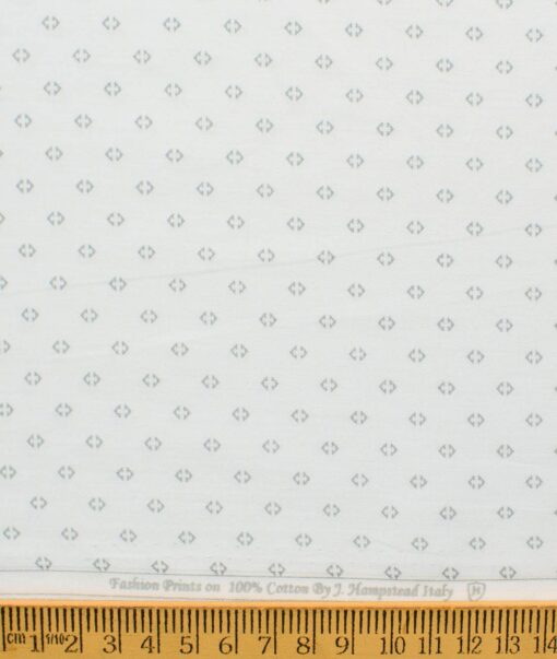J.Hampstead Men's Premium Cotton Printed  Unstitched Shirting Fabric (White)