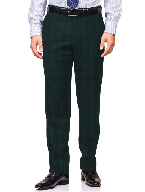 J.Hampstead Men's Terry Rayon  Checks  Unstitched Suiting Fabric (Dark Sea Green)