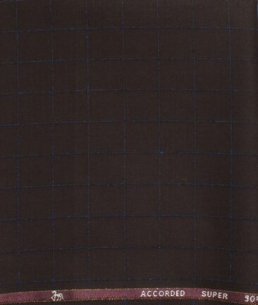 Cadini Men's 20% Wool Super 90's Checks  Unstitched Trouser Fabric (Dark Wine)