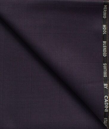 Cadini Men's 20% Wool Super 100's Checks  Unstitched Trouser Fabric (Dark Purple)