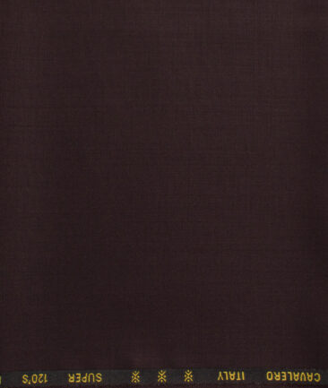 Cavalero Men's 60% Wool Super 120's Solids  Unstitched Trouser Fabric (Dark Wine)