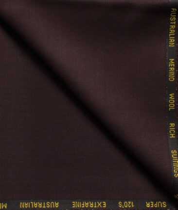 Cavalero Men's 60% Wool Super 120's Solids  Unstitched Trouser Fabric (Dark Wine)