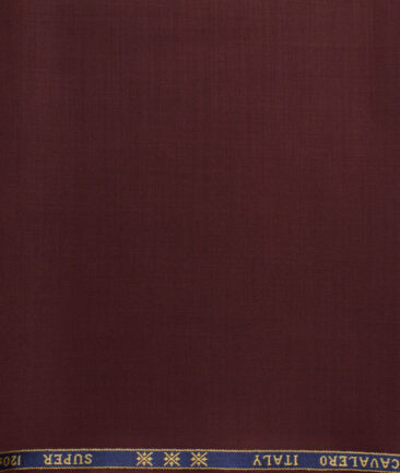 Cavalero Men's 60% Wool Super 120's Solids  Unstitched Trouser Fabric (Wine)