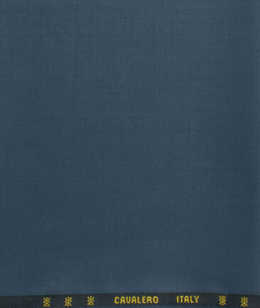 Cavalero Men's 60% Wool Super 120's Solids  Unstitched Trouser Fabric (Spruce Blue)
