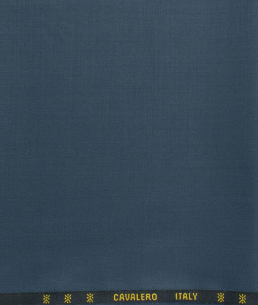 Cavalero Men's 60% Wool Super 120's Solids  Unstitched Trouser Fabric (Spruce Blue)