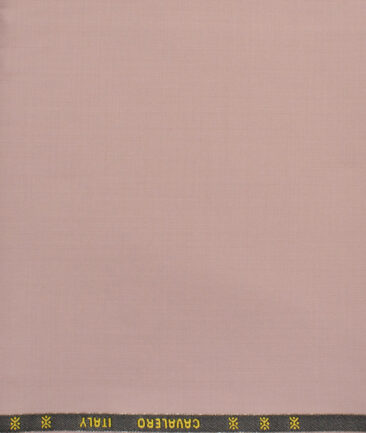 Cavalero Men's 60% Wool Super 120's Solids  Unstitched Trouser Fabric (Salmon Pink)