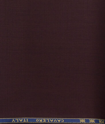 Cavalero Men's 60% Wool Super 140's Solids  Unstitched Trouser Fabric (Wine)