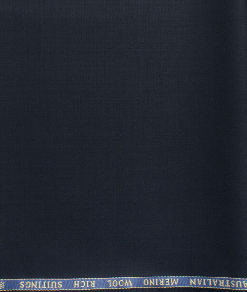 Cavalero Men's 60% Wool Super 120's Structured  Unstitched Trouser Fabric (Dark Navy Blue)