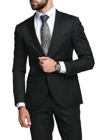 J.Hampstead Men's 35% Wool Super 90's Checks  Unstitched Suiting Fabric (Blackish Grey)