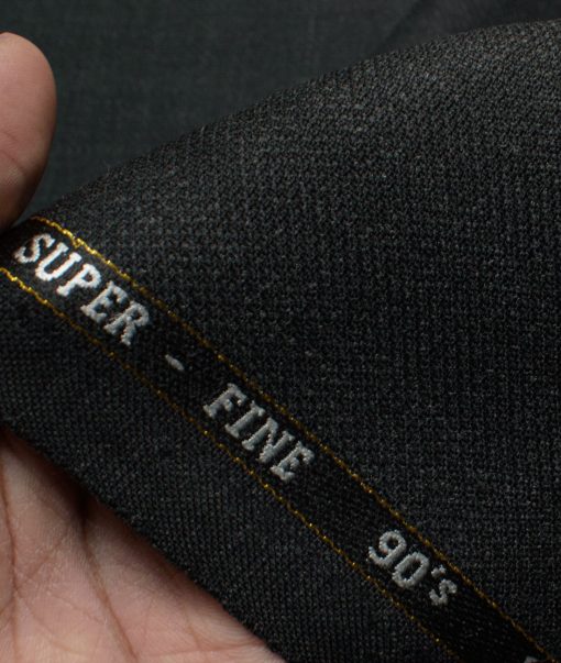 J.Hampstead Men's 35% Wool Super 90's Checks  Unstitched Suiting Fabric (Blackish Grey)