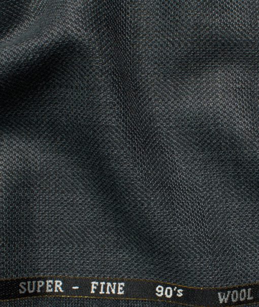 J.Hampstead Men's 35% Wool Super 90's Checks  Unstitched Suiting Fabric (Grey)