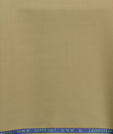 J.Hampstead Men's 60% Wool Super 140's Solids  Unstitched Trouser Fabric (Khakhi Brown)