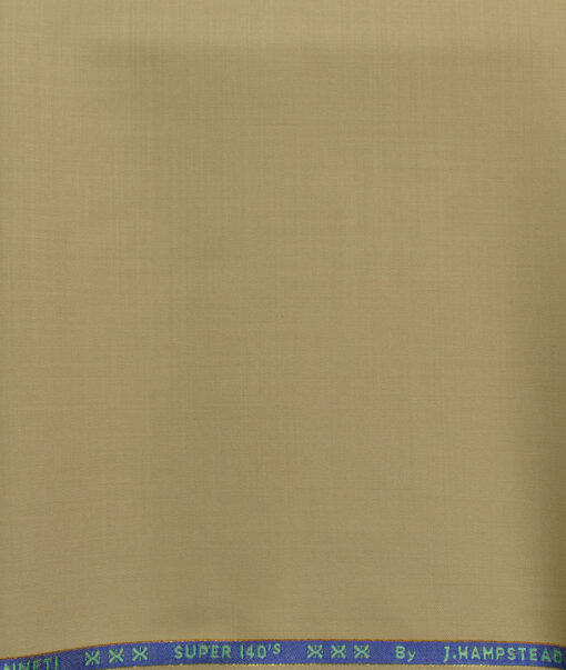 J.Hampstead Men's 60% Wool Super 140's Solids  Unstitched Trouser Fabric (Khakhi Brown)